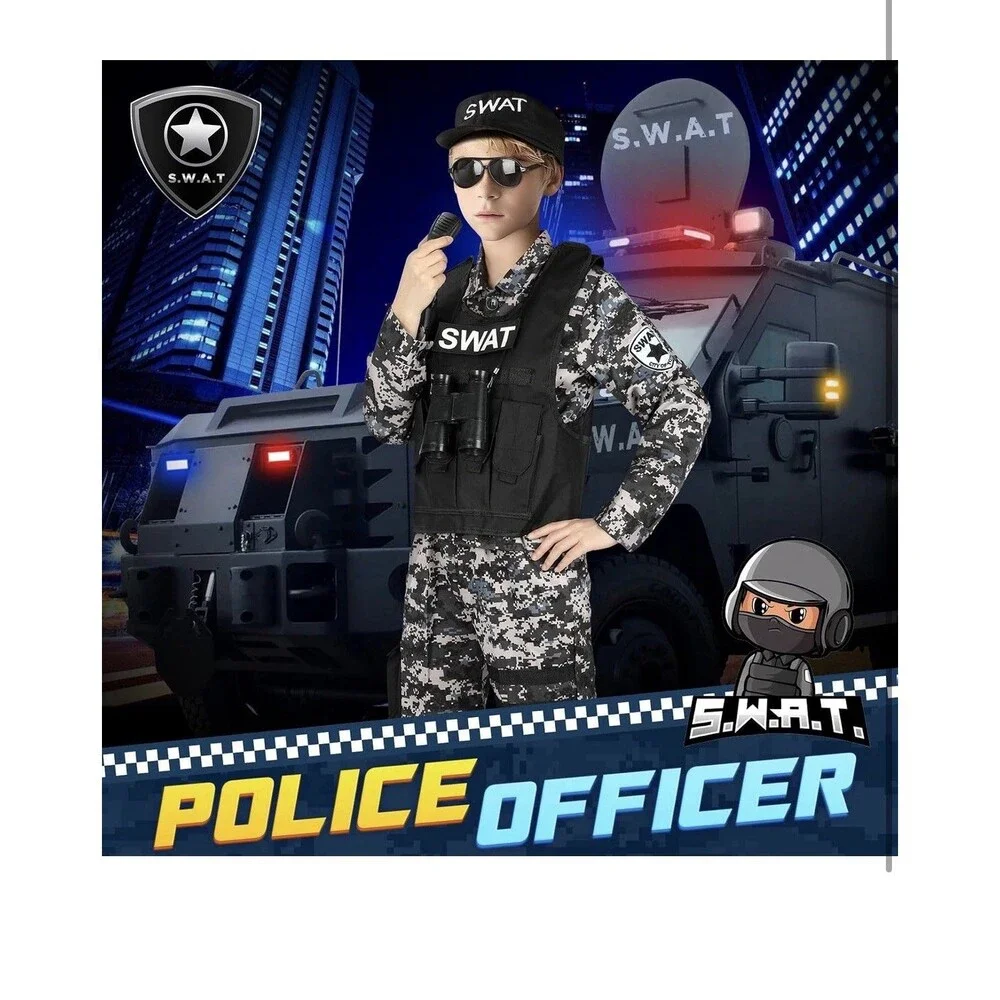 Luucio SWAT Police Officer Costume for Kids w Accessories XL Halloween Costume